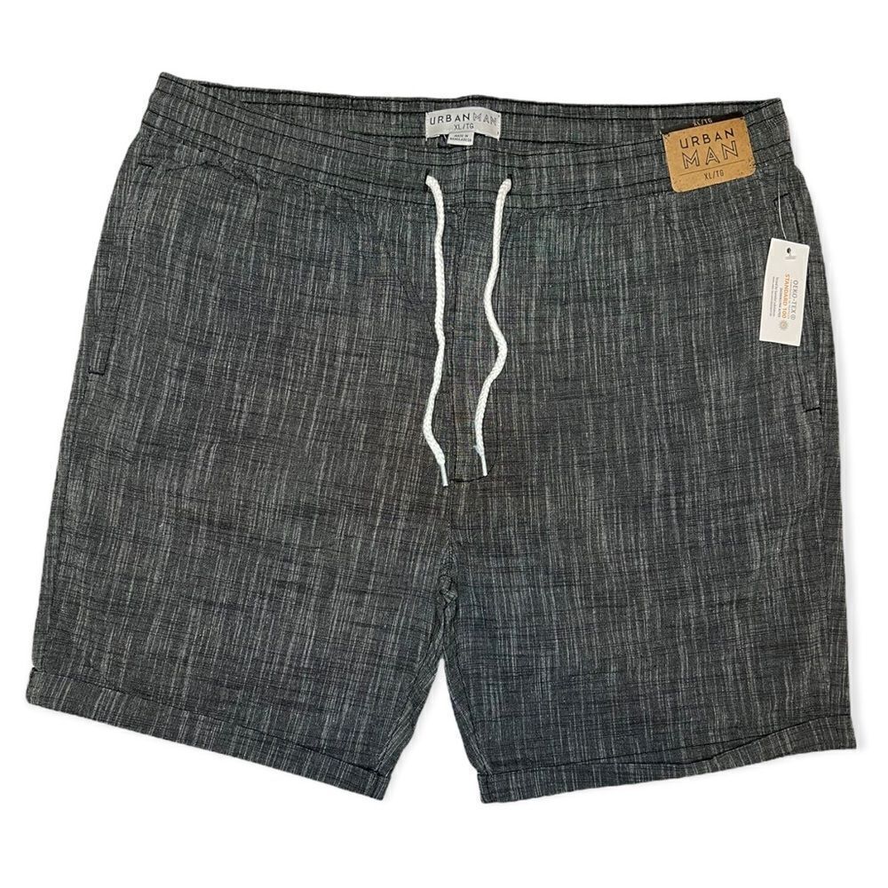 Urban Man Men’s Grey Elastic Waist Drawstring Shorts Size XL